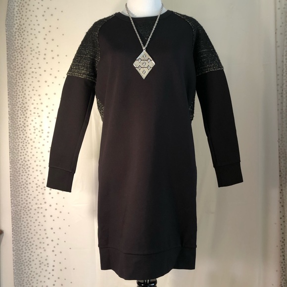 Madewell Ponte Verde Black Baseball Dress - Picture 3 of 8